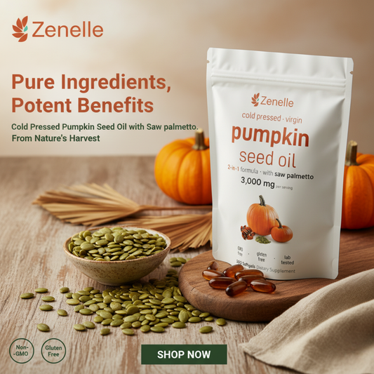 Zenelle Cold Pressed Pumpkin Seed Oil with Saw Palmetto Softgels