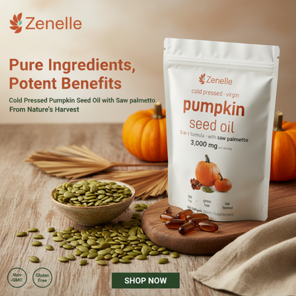 Zenelle Cold Pressed Pumpkin Seed Oil with Saw Palmetto Softgels