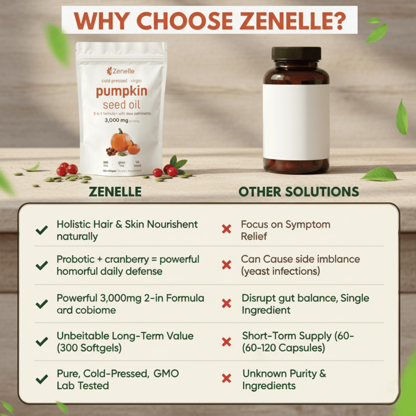 Zenelle Cold Pressed Pumpkin Seed Oil with Saw Palmetto Softgels