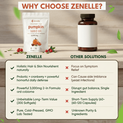 Zenelle Cold Pressed Pumpkin Seed Oil with Saw Palmetto Softgels